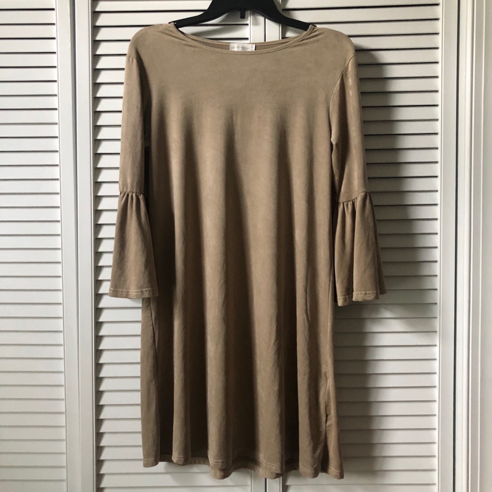 Soft tan long-sleeved dress